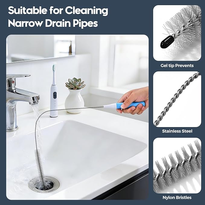 Dryer Vent Cleaner Kit 5 Pcs, Refrigerator Coil Cleaning Brush, Sewer Set Brush - Image 5