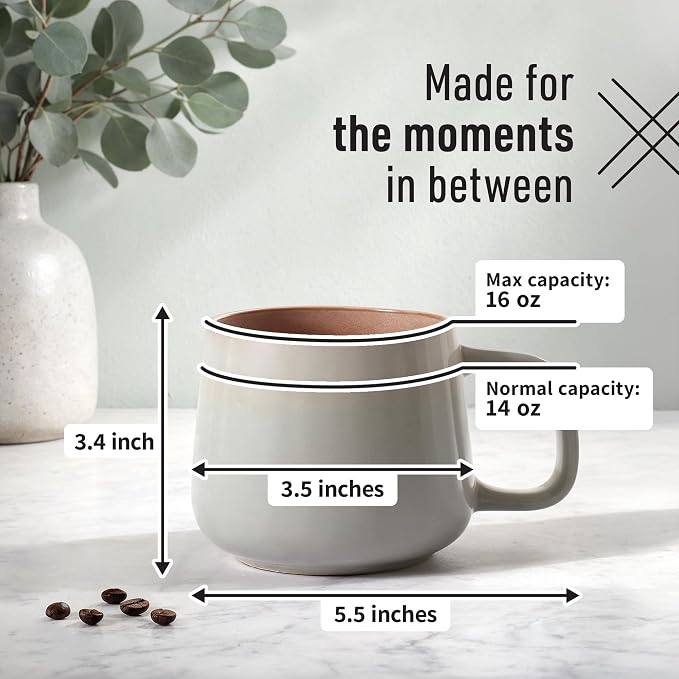 Ava Nord Large Ceramic Coffee Mugs Set of 4 | 16 oz Stoneware Coffee Cups | - Image 2