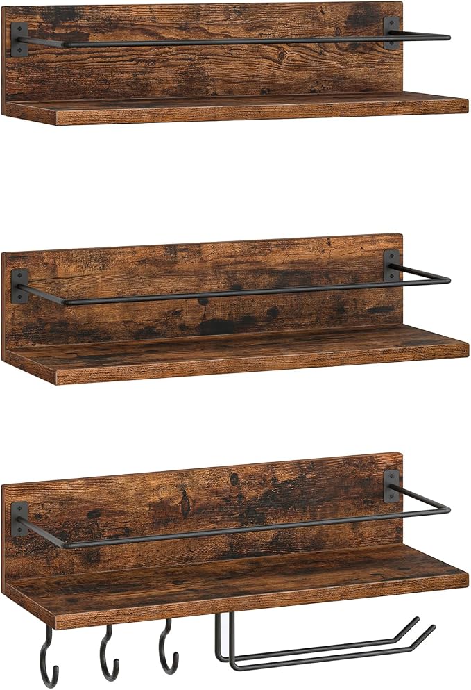 HOOBRO Wall Mounted Wine Rack 3 Pack, Wine Shelf Hanging Floating Wall Shelves - Image 9