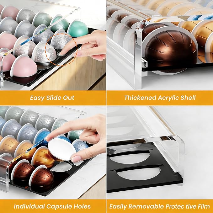 Garvee Pod Holder Drawer Holds 40 Capsules, Countertop Coffee Pod Storage - Image 7