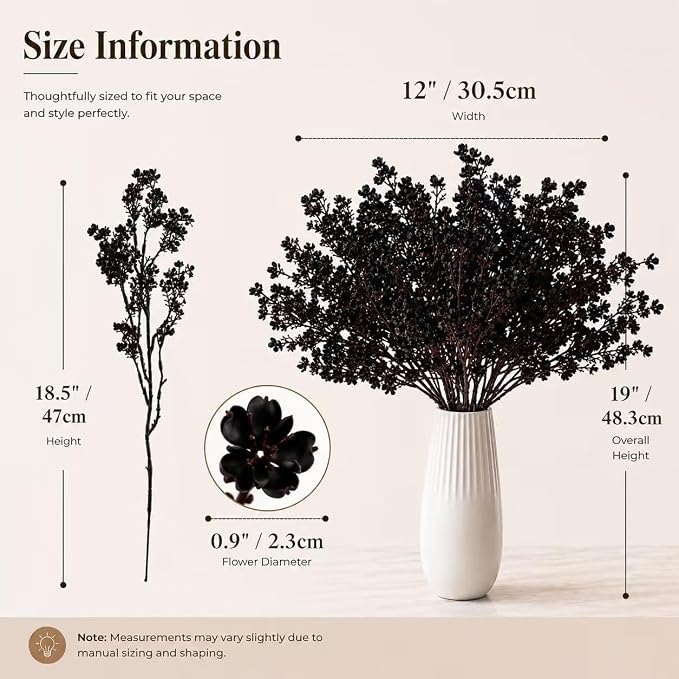 Mandy's 6 Bundles Artificial Black Baby’s Breath Flowers | 18.5 Inch Silk - Image 3