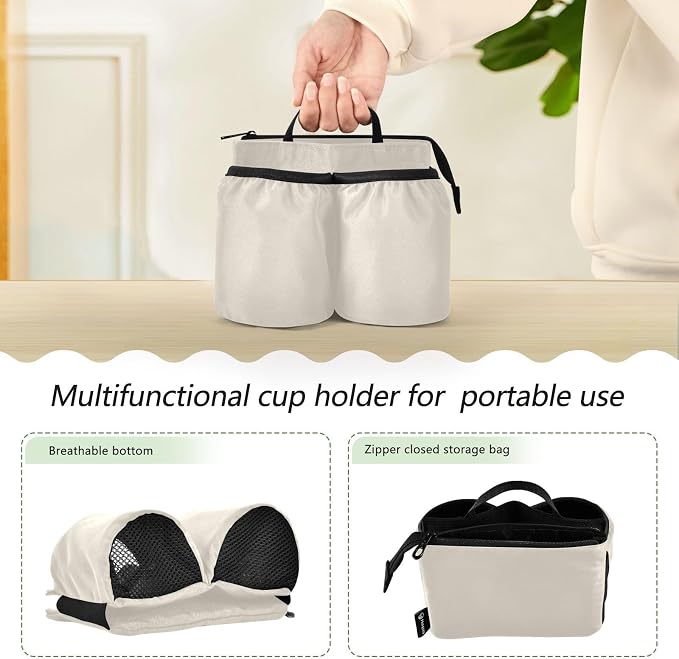 DOMIKING Beige Travel Luggage Cup Holder - Image 3