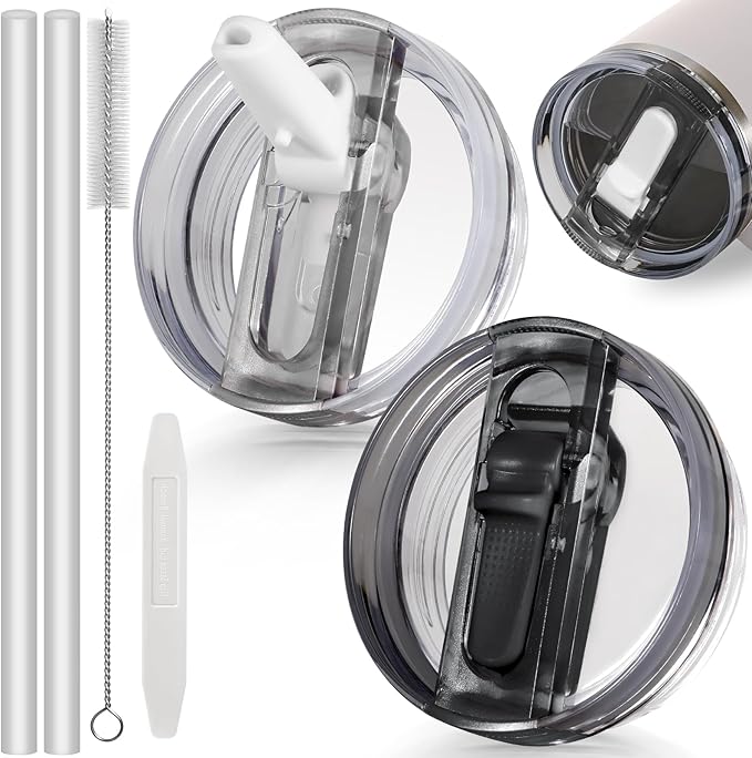 40oz Flip Straw Leak Proof Lid for Stanley Cup Accessories, 2 Pack No Spill Lid by ANTAND