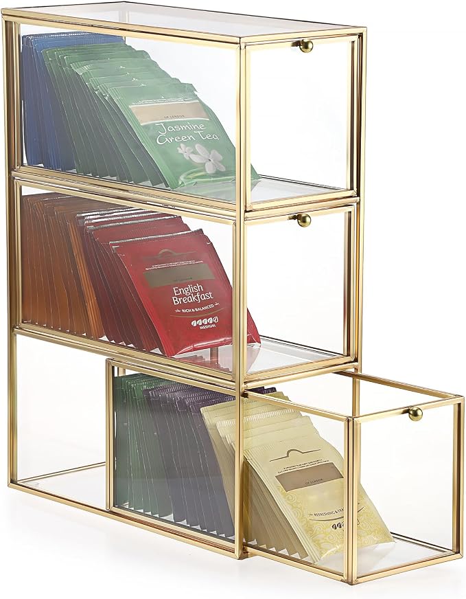 ELLDOO Tea Bag Organizer with 3 Drawers, Coffee Pod Snack Storage by ELLDOO