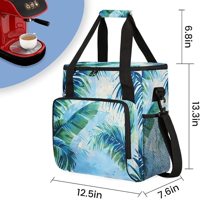 Palm Tree Leaves Coffee Maker Carring Bag, Large Insulated Storage Organizer - Image 2