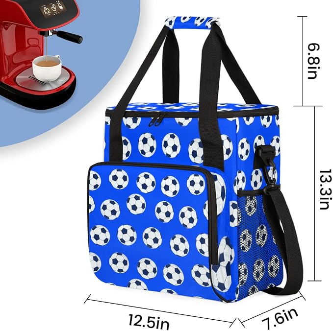 Soccer Coffee Maker Travel Bag, Soccer Large Carrying Storage Case Insulated - Image 2