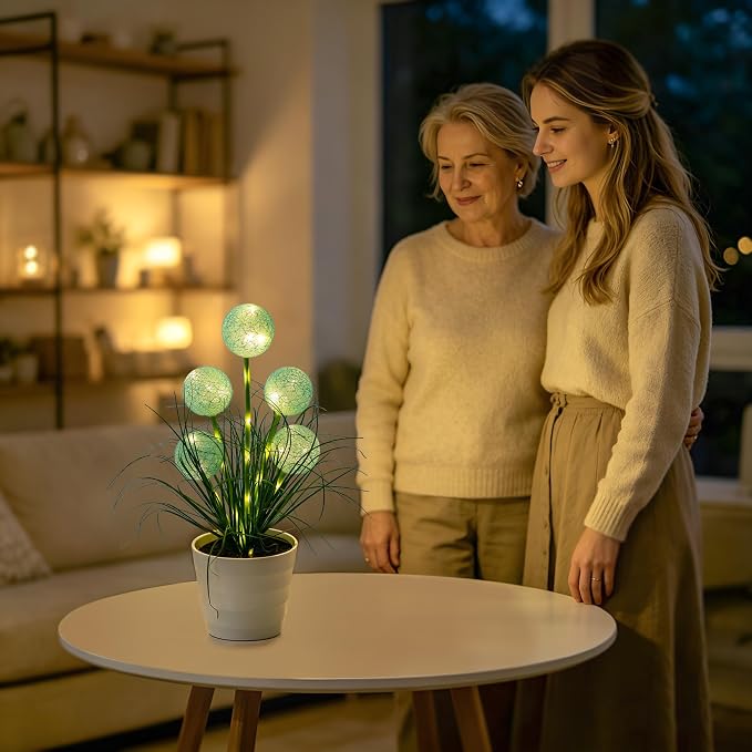 Artificial Green Spherical Grass LED Lamp, Night Light - Image 3