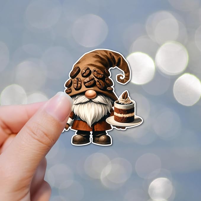 3" Coffee Gnome Bean latte brew Laminated Laptop Sticker Iced Coffee Brew - Image 2
