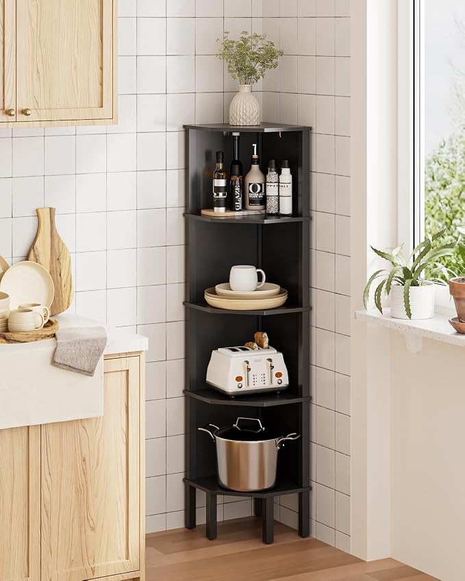 Corner Shelf, 5 Tier Corner Bookshelf, Display Corner Shelf Stand - Image 7