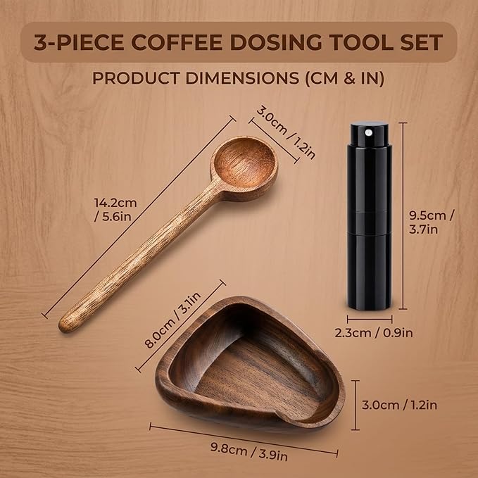 Coffee Dosing Cup, 3-Piece Coffee Bean Dosing Tool Set, Solid Wood Dosing Cup - Image 2