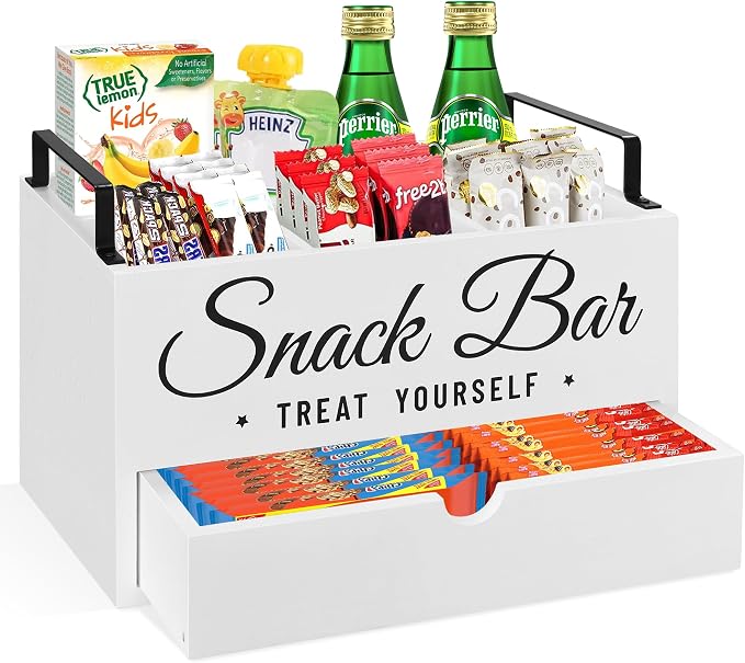 Snack Organizer for Countertop, Wood Pantry Storage Bins by Unistyle