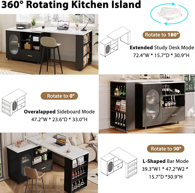 HSH Kitchen Island with Storage, Mobile Kitchen Island Cart with Cabinet - Image 6