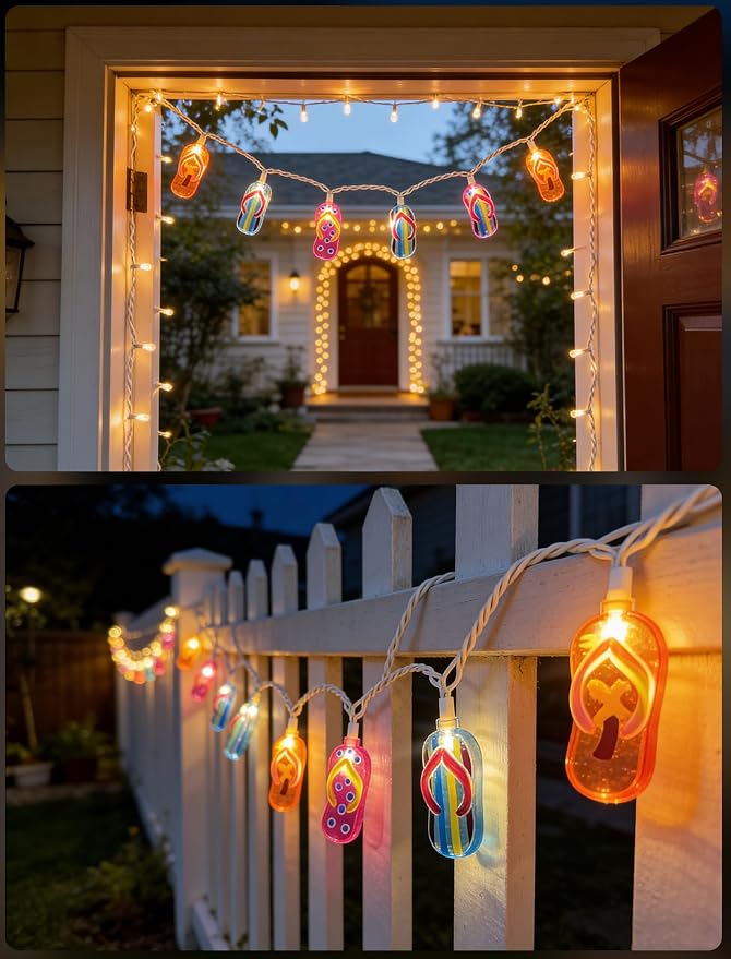 Abeja Summer Slipper String Lights, 8.5Ft Outdoor Hawaiian Tropical Decoration - Image 6