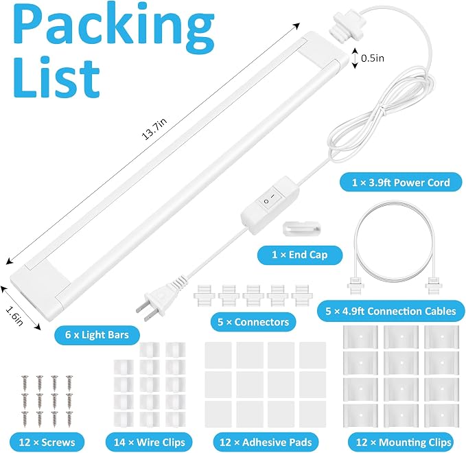 maylit Under Cabinet Lighting Plug in, Renter Friendly Lamp, Wired Indoor Lights - Image 7