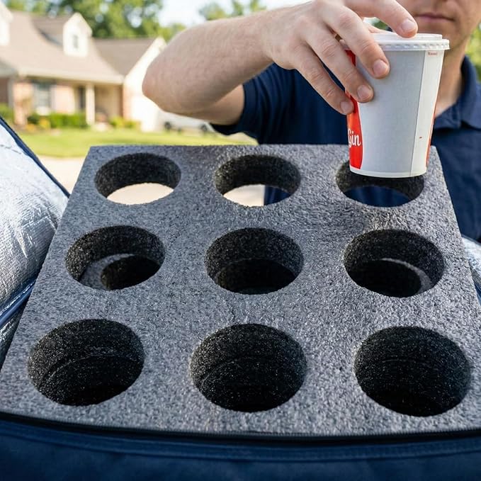 Toyvian 9-cup Multi-hole Drink Carrier Tray, Thickened Black Epe Foam Beverage - Image 6