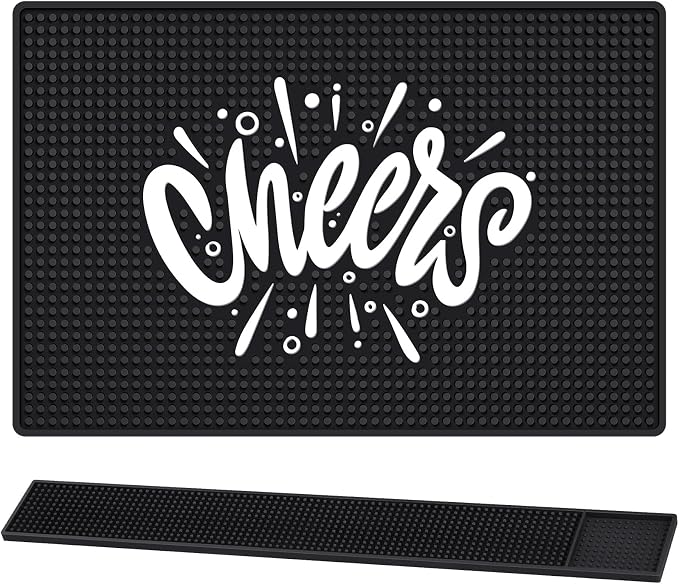 2 Pcs 18"x12" Cheers Rubber Bar Mat by Jingmore
