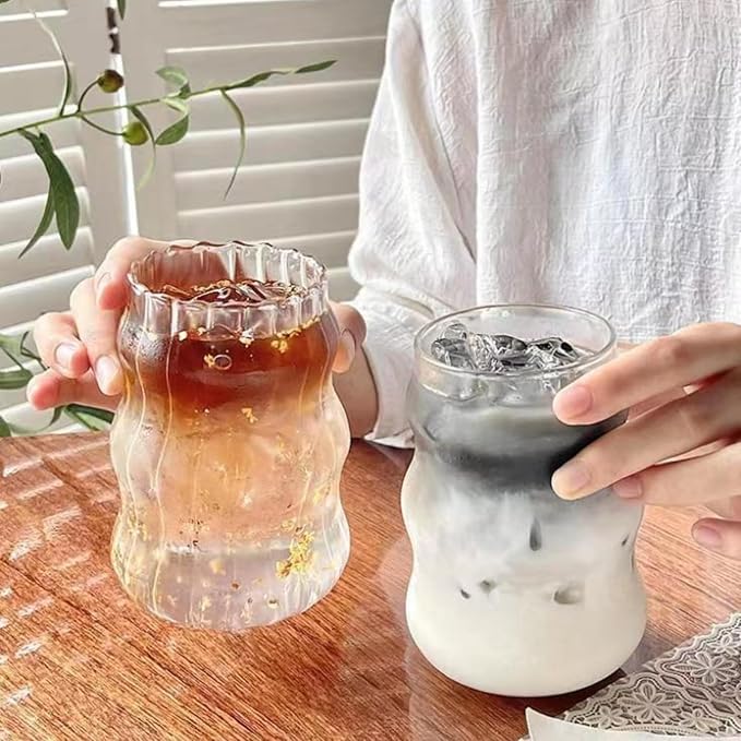 Nirvany 2 Pcs Ribbed Glass Cups, 18 Oz Vintage Drinking Glassware - Image 6