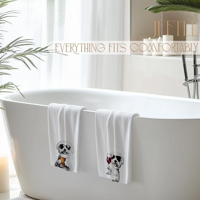 Funny Maltese Kitchen Towels Set of 2, Funny Kitchen Decor, Wine Station Wine - Image 5