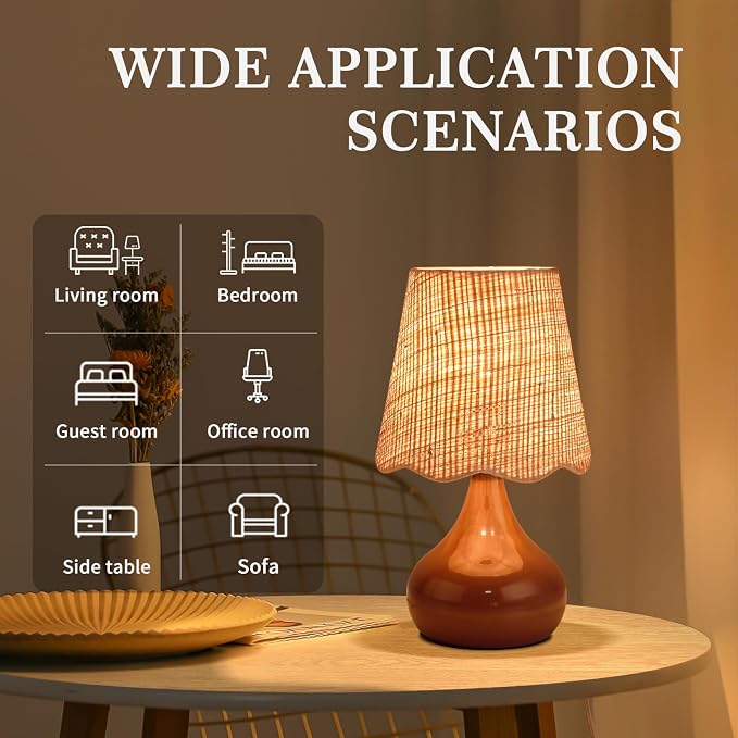 Ziqqeelam Brown Small Bedside Table Lamp - Image 3