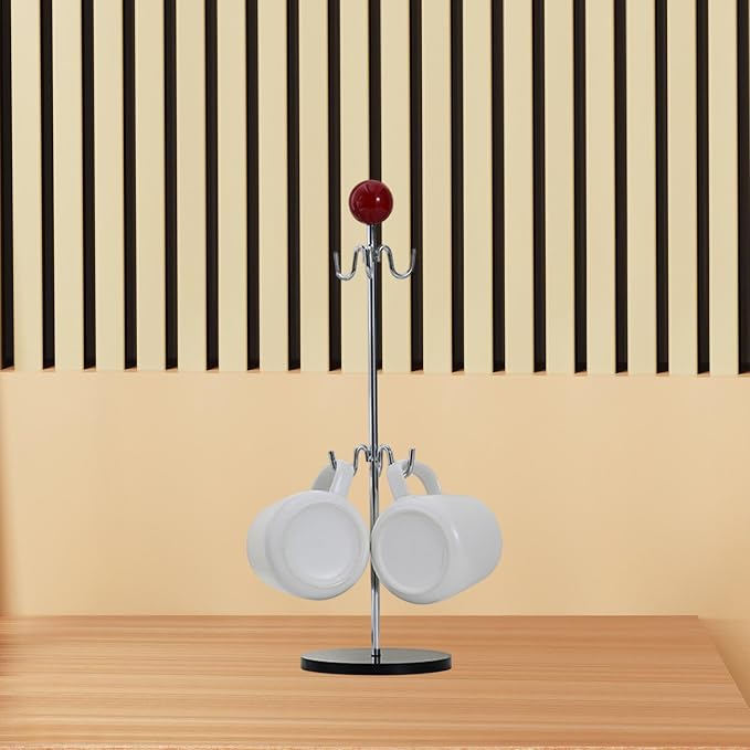 Coffee Mug Tree Cup Drying Rack, 6 Hooks Coffee Cups Stand, Vertical Cup Holder - Image 4