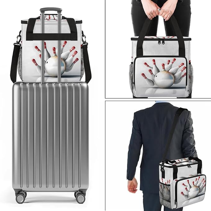 Bowling Sports Themed Coffee Maker Carring Bag, Large Insulated Storage - Image 7