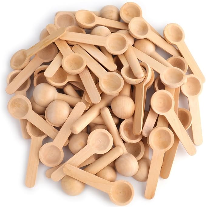 Tebery 60PCS Mini Wooden Spoons Small Bath Salt Spoon Candy Spoon Baby Spoon by Tebery