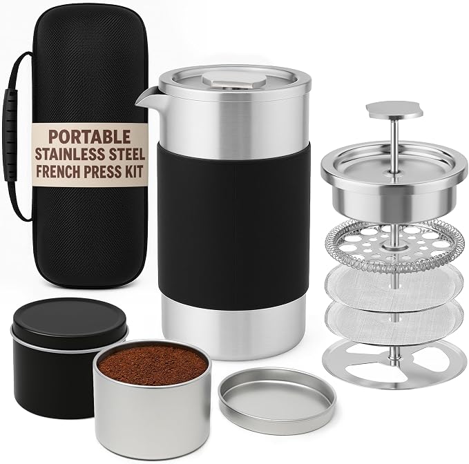 Small French Press Coffee Maker Set - 12 oz | Portable Travel French Press by Unknown