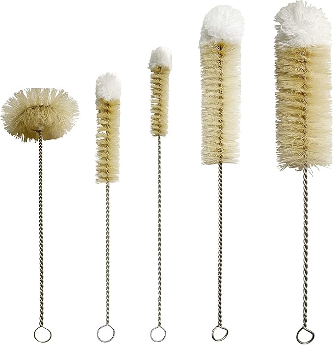 NewFerU Stainless Steel Soda Bottle Cleaning Brush Set in Natural Boar Bristle by NewFerU