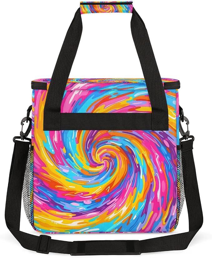 Tie Dye Colorful Boho Rainbow Coffee Maker Carring Bag, Large Insulated Storage - Image 5