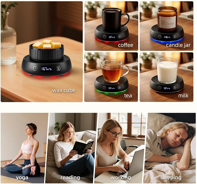 Mug Warmer for Desk, Electric Coffee Cup Warmer Candle Warmer 1-9H Delay Start - Image 7