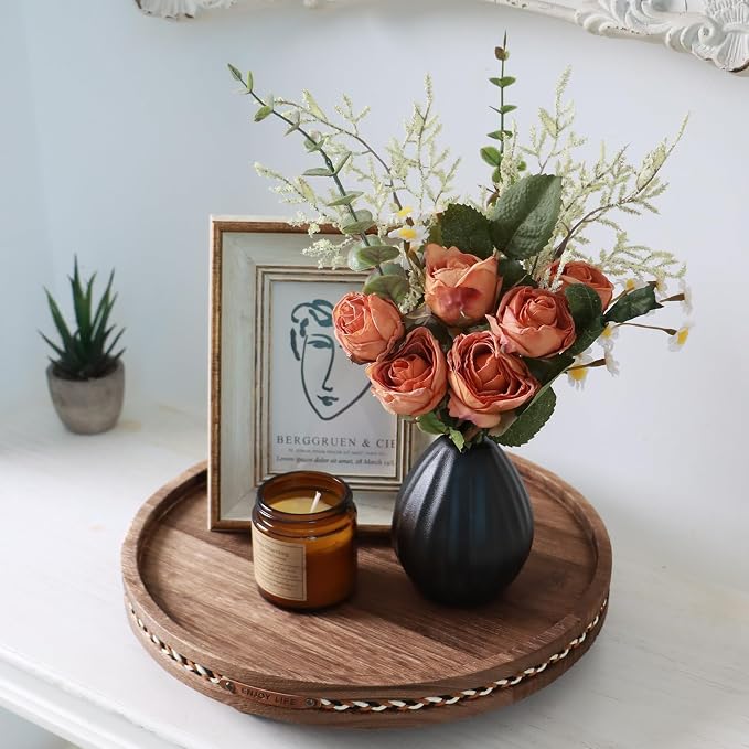 Farmhouse Decorative Round Tray, 11.81 Inch, Versatile Centerpiece Tray - Image 3