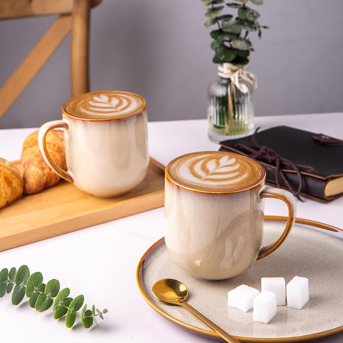 LERATIO 12OZ Ceramic Coffee Mugs Set of 6, Large Porcelain Coffee Cups - Image 3