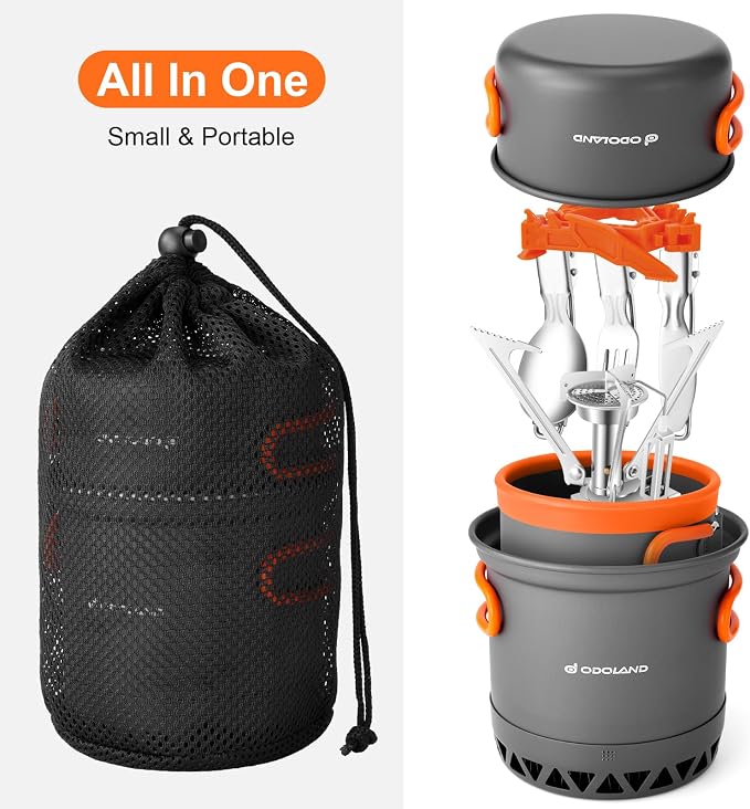 Odoland Camping Pots with Heat Exchanger Camping Cooking Set with Portable - Image 7