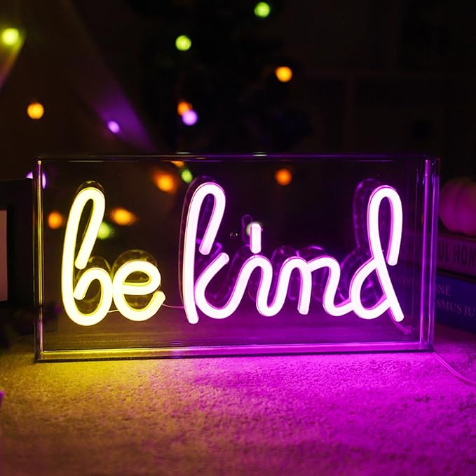 Be Kind Neon Light Sign, 3D Standable Neon Marquee Letters Sign by HFHungkeong