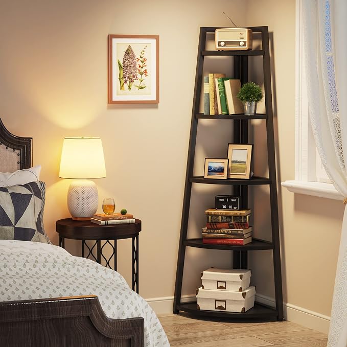 Tribesigns 70 inch Tall Corner Shelf, 5 Tier Modern Corner Bookshelf Bookcase - Image 4