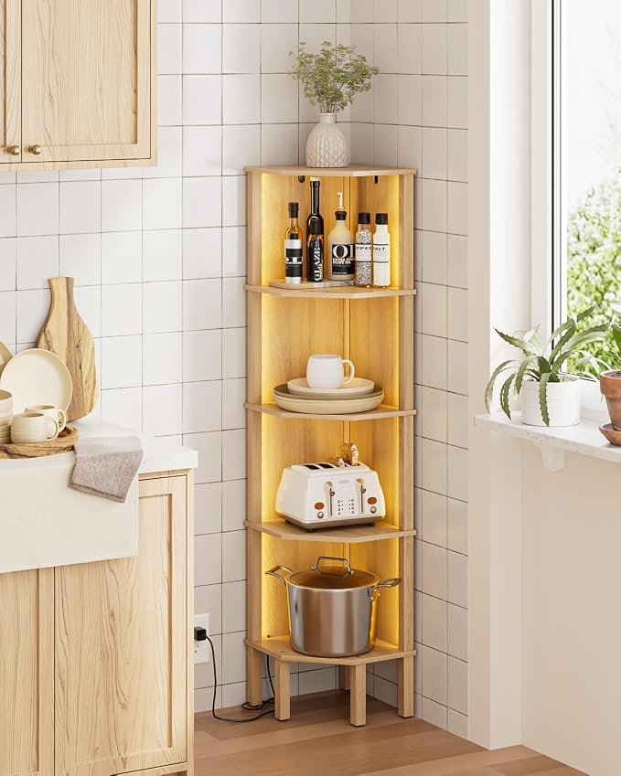 Corner Shelf Stand, 5 Tier Corner Bookshelf - Image 8