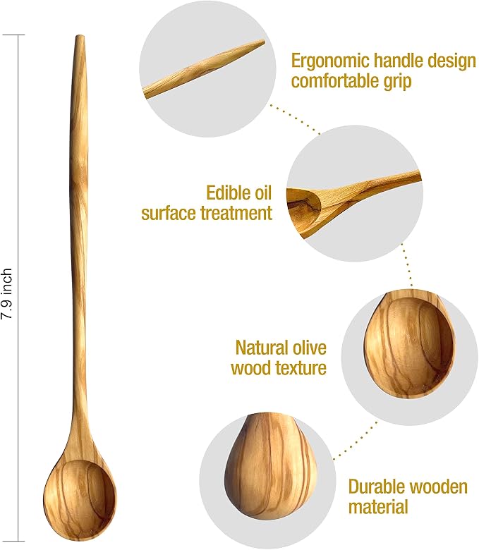 WONDERFUL 100% Natural Olive Wood Long Handle Spoons - Image 2