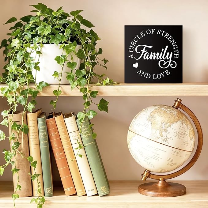 A Circle of Strength And Love Wooden Box Sign Rustic Wood Block Plaque Box Sign - Image 3