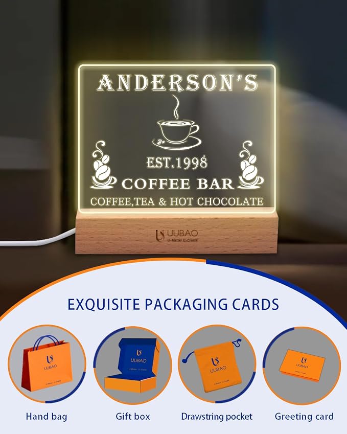 Personalized Bar Signs with Name Customized Home Coffee Bar Mini Bar Sign Gifts - Image 4