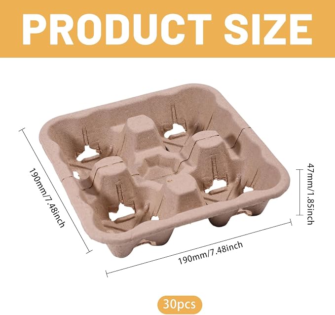 CHGCRAFT 30 Pcs 4 Cup Drink Carrier Drink Cup Holder Coffee Take Out Trays - Image 2