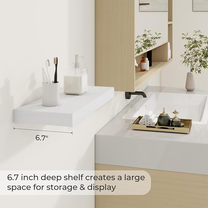 Dreamland 20 Inch Long Floating Shelves in White, 6.7 Inch Deep Floating Shelf - Image 4