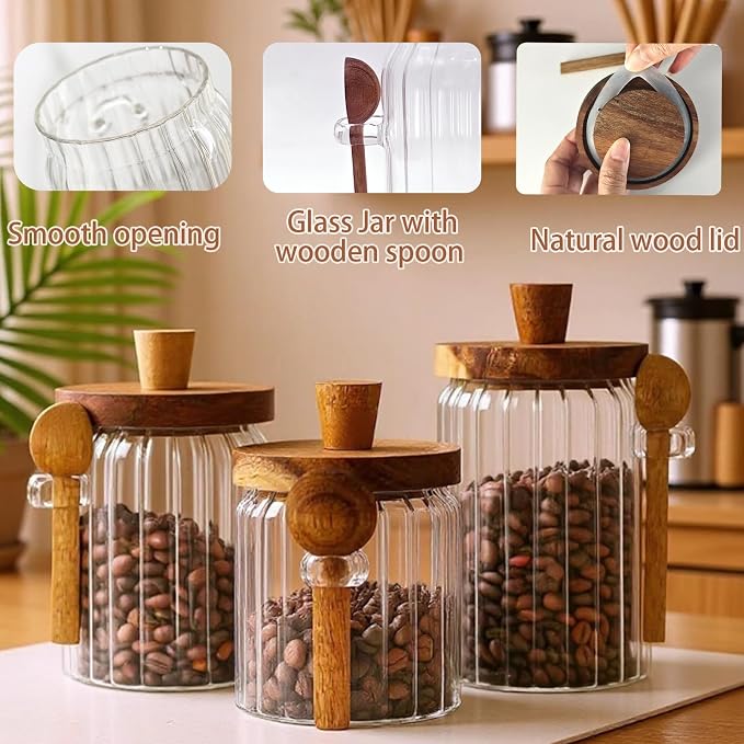 Coriario 13 OZ Glass Jar with Lid and Spoon Airtight Glass Candy Jars Wide - Image 3