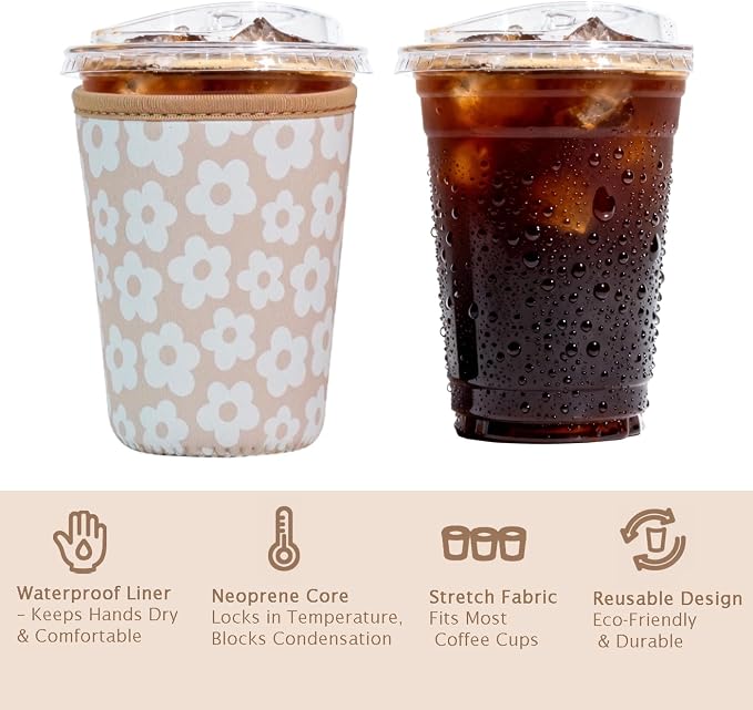 Reusable Insulated Sleeve for Iced Coffee Cup, Coffee Neoprene Sleeve for Cold - Image 6
