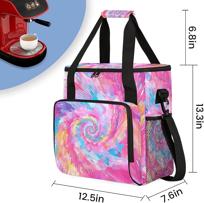 Cute Tie Dye Colorful Rainbow Coffee Maker Carring Bag, Large Insulated Storage - Image 2