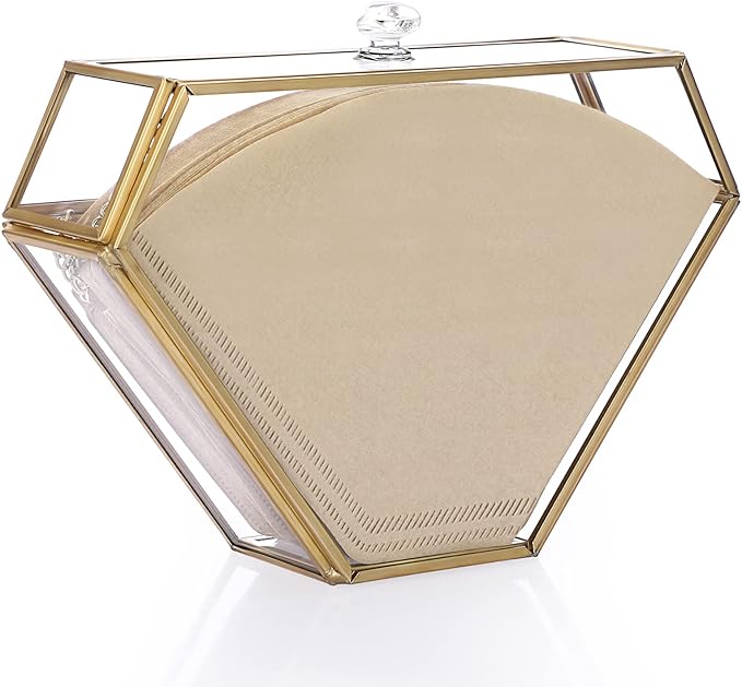 ELLDOO Gold Glass Coffee Filter Holder Coffee Paper Storage Container Filter by ELLDOO