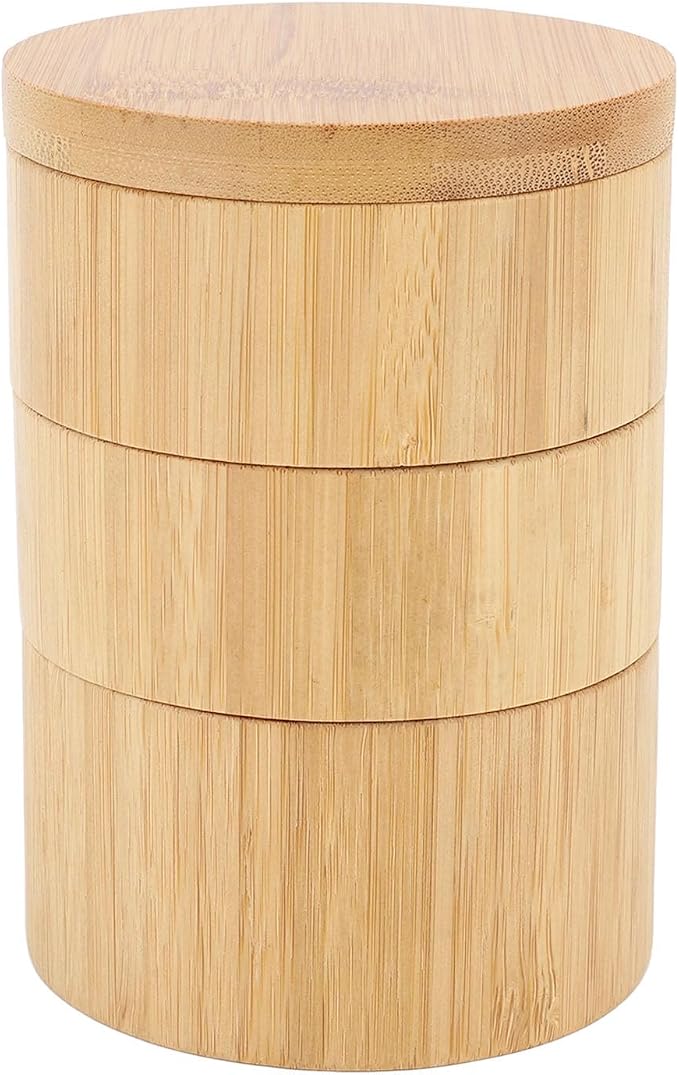 HERCHR Salt Cellar with Swivel Lid, 3 Tier Salt Box Jar Storage Container with by HERCHR