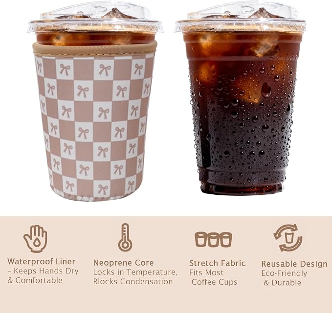 Reusable Insulated Sleeve for Iced Coffee Cup, Coffee Neoprene Sleeve for Cold - Image 6