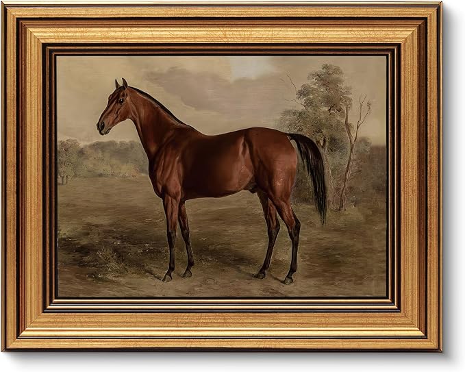 VIYYIEA Gold Framed Canvas Art Prints, Country Horse Art Painting, Vintage by VIYYIEAART