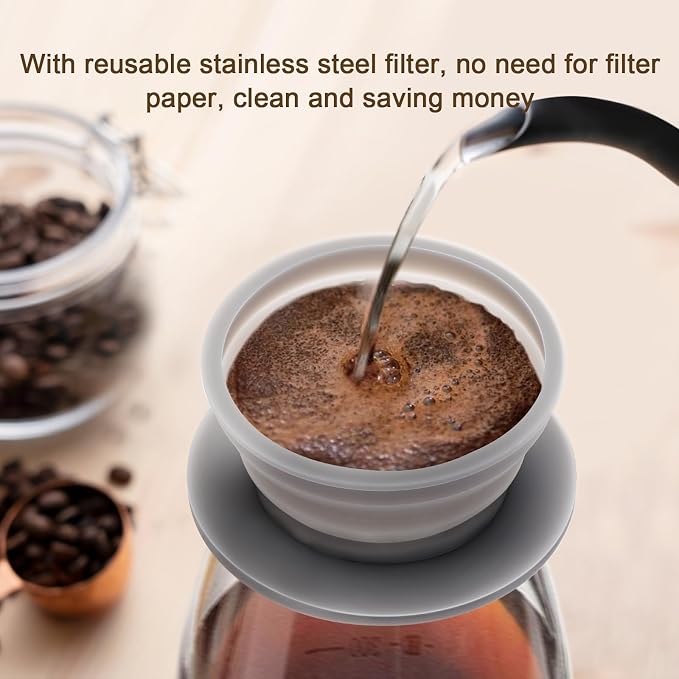 Paperless Collapsible Travel Pour Over Coffee Maker Camping, Travel Pour Over - Image 2
