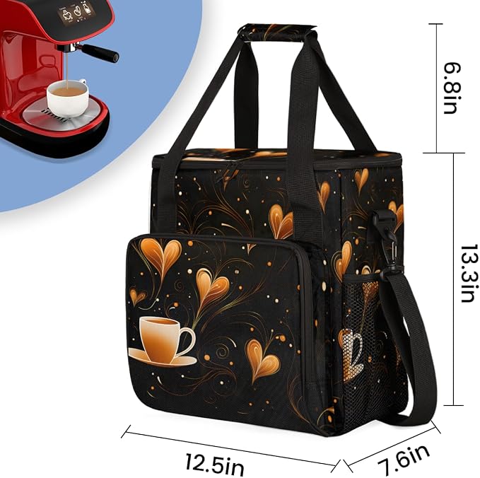 Coffee Theme Travel Coffee Maker Carrying Bag Coffee Cup Design Large Organizer - Image 2
